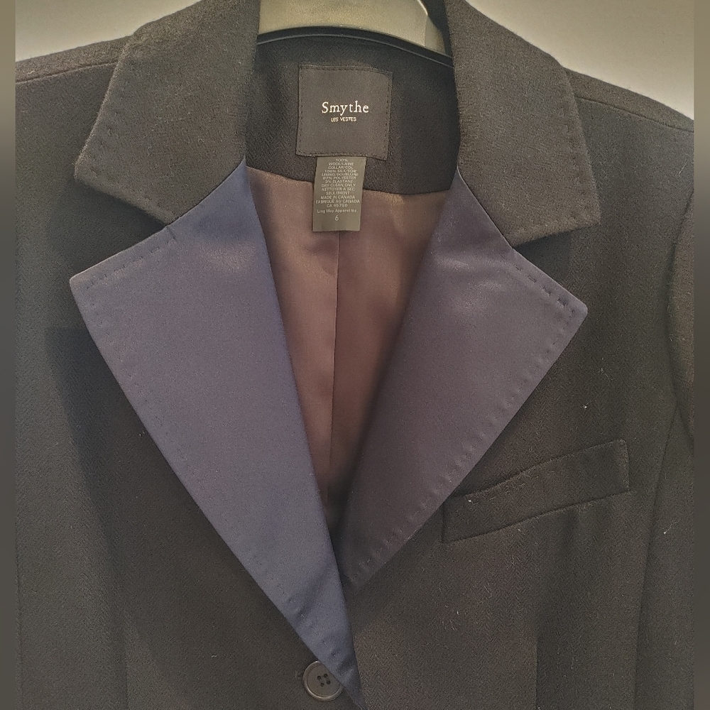 Smythe Stitched Cuff Two Tone Wool Blazer Size 6 - Picture 8 of 10